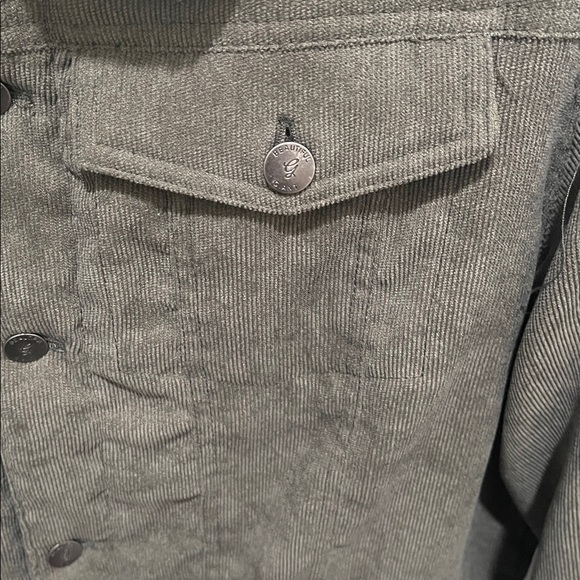 Men's Dark Green trucker Jacket in corderoy - Picture 5 of 6